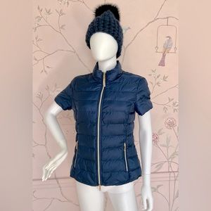 BOGNER navy blue cap sleeve down jacket size 6